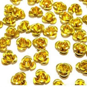 10mm-es Fém rózsa dísz - aranyszínű