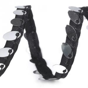 10mm-es flitteres szatén szalag -  fekete