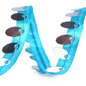 10mm-es flitteres szatén szalag -  kék