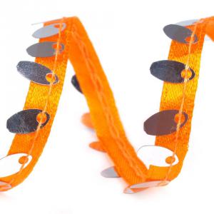 10mm-es flitteres szatén szalag - narancssárga