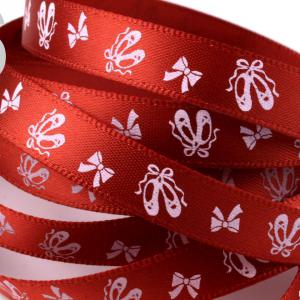 10SSM10 - 10mm-es masni és balettcipő mintás szatén szalag – barna