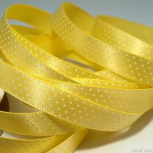 10SSM11 - 10mm-es apró pöttyös szatén szalag - sárga