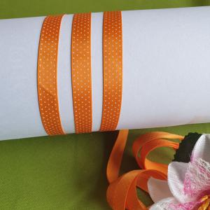 10SSM12 - 10mm-es apró pöttyös szatén szalag - narancs - 310cm