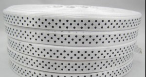 10SSM14 - 10mm-es pöttyös szatén szalag - fehér - 400cm
