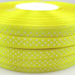 10SSM15 - 10mm-es pöttyös szatén szalag - citromsárga