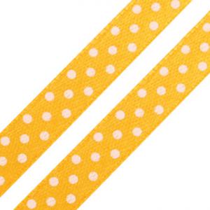 10SSM16 - 10mm-es pöttyös szatén szalag - napsárga - 350cm