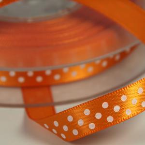10SSM17 - 10mm-es pöttyös szatén szalag - narancssárga