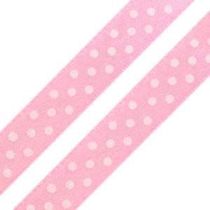 10SSM18 - 10mm-es pöttyös szatén szalag - rózsaszín