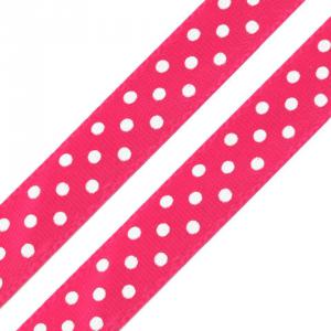 10SSM19 - 10mm-es pöttyös szatén szalag - pink - 460cm