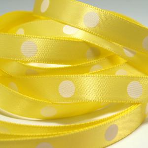 10SSM28 - 10mm-es nagy pöttyös szatén szalag - citromsárga