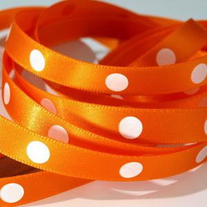 10SSM29 - 10mm-es nagy pöttyös szatén szalag - narancssárga