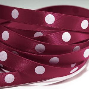 10SSM31 - 10mm-es nagy pöttyös szatén szalag - bordó