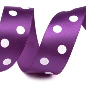 10SSM35 - 22mm-es nagy pöttyös szatén szalag - orchidea lila