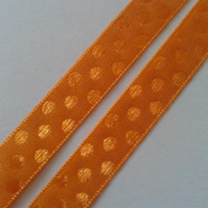 10SSZ08 - 10mm-es pöttyös szövet szalag - narancssárga - 470cm