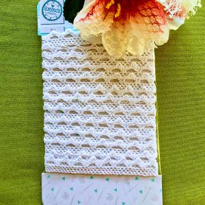 12SCS51 - 12mm-es fehér pamut csipke szalag - 200cm