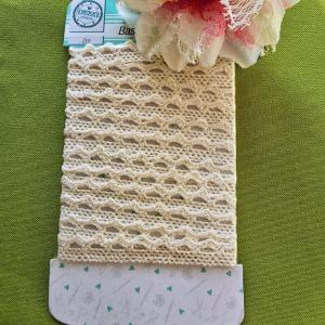 12SCS52 - 12mm-es ekrü pamut csipke szalag - 200cm