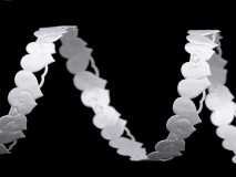 15SZK27 - 15mm-es szív formájú, kivágott esküvői szatén szalag - fehér