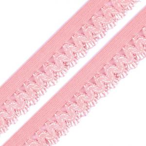 17SZG08 - 17mm-es rózsaszín csipke mintás gumi szalag / pikó, bugyi
