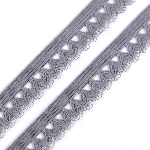 17SZG13 - 17mm-es szürke csipke mintás gumi szalag / pikó, bugyi