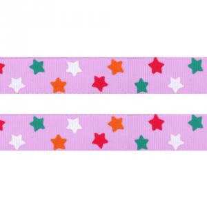 17SZR03 - 17mm-es csillag mintás ripsz szalag - lila