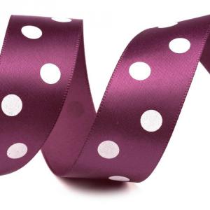 22SSM33 - 22mm-es nagy pöttyös szatén szalag - bordó