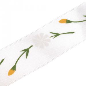 22SSM43 - 22mm-es sárga rózsa mintás szatén szalag