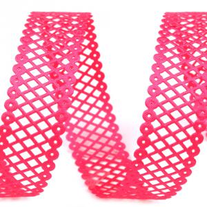 22SZK01 - 22mm-es Rácsozott, kivágott szatén szalag - pink - 110cm