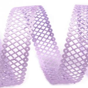 22SZK02 - 22mm-es Rácsozott, kivágott szatén szalag - levendula lila