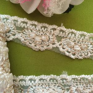 23SCS43 - 23mm-es Hímzett krém / bézs színű csipke monofilon