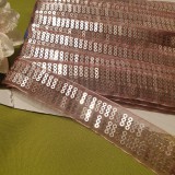 25mm-es flitteres organza szalag - púder rózsaszín