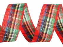 25SLM09 - 25mm-es kockás szövet szalag lurexszel