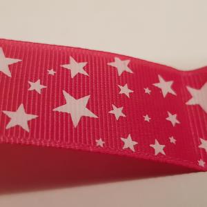 25SZR10 - 25mm-es csillagos ripsz szalag - pink - 280cm