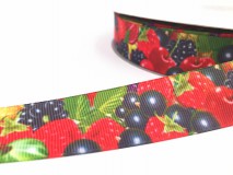 25SZR22 - 25mm-es Erdei gyümölcs mintás ripsz