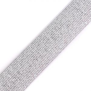 30SZG20 - 30mm-es ezüst szálas csillogós fehér gumiszalag