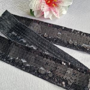 38mm-es fekete flitteres organza szalag - 158cm