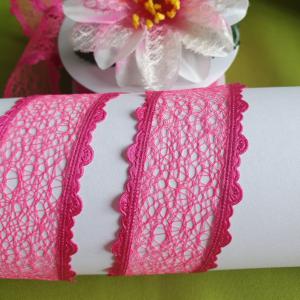 38SZK23 - 38mm-es Csipkehálós kivágott szatén szalag - pink