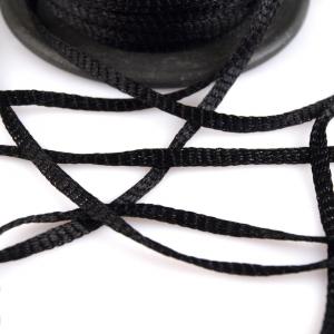 3mm-es viszkóz szalag, zsinór - fekete