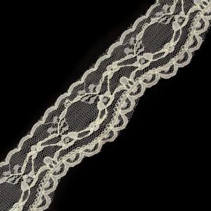 42SCS34 - 42mm-es ekrü hullámos aljú szintetikus csipke