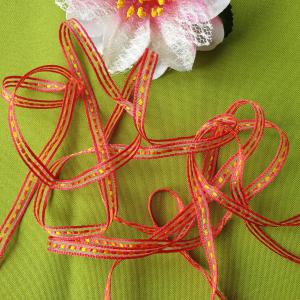 6SZOM03 - 6mm-es csíkos organza szalag - piros - kb. 210cm