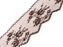 70SCS31 - 70mm-es virágmintás barna színű csipke