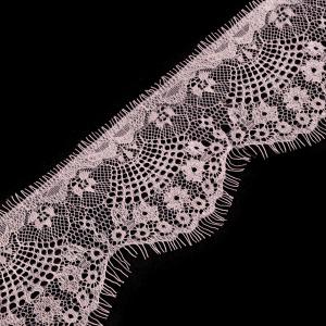 90SCS40 - 90mm-es púderrózsaszín francia csipke 3 méteres