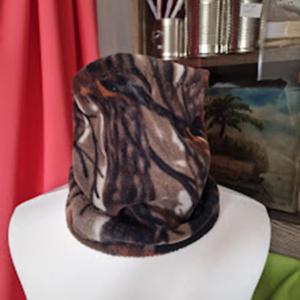 CSS04 - Horgász / vadász Treemetic rejtőmintás fekete csíkos csősál, polár sál, nyakmelegítő