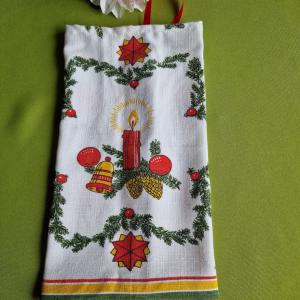 DCS102 - Karácsonyi mintás vászon ajándéktasak, mikulás zsák, bortartó