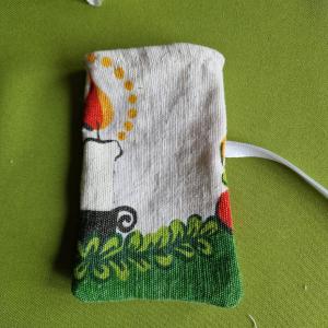 DCS114 - Gyertya mintás vászon ajándéktasak, mini karácsonyi zsákocska