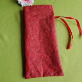 DCS118 - Arany pöttyös bordó textil ajándéktasak, mikulás zsák, bortartó