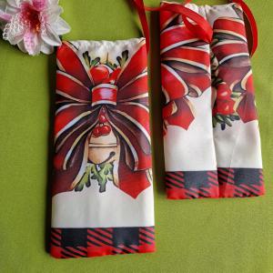 DCS119 - Masnis, csengettyűs mintás textil ajándéktasak, mikulás zsák