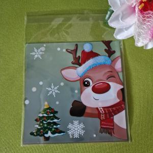 DCS135 - Karácsonyi mintás mikulás tasak - zöldhátuljú/ Szarvas 10x13cm