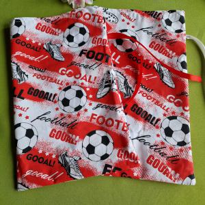 DCS92 - Focis mikulás zsák, textil ajándéktasak - piros díszcsomagolás