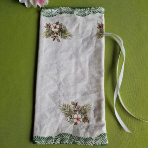 DCS99 - Csipke virág mintás vászon ajándéktasak, mikulás zsák, bortartó
