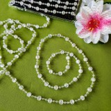 DEK53 - Menyasszonyi AB kristály színű gyöngyök zsinóron 1,5m